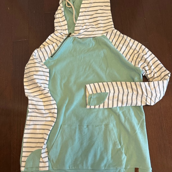 Ampersand Striped Hoodie with Mint Green Body - Picture 1 of 4